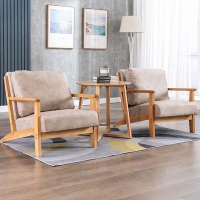 Nordic Morden Divano unico in legno massello Vintage Divano rilassante in legno Poltrone a braccio Divano imbottito Poltrone a schiena