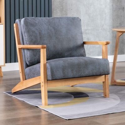 Nordic Morden Divano unico in legno massello Vintage Divano rilassante in legno Poltrone a braccio Divano imbottito Poltrone a schiena