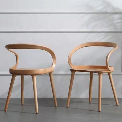 Modern Dining Room Beech Solid Wood Coffee Bending Chair con schienale curvo e stile nordico