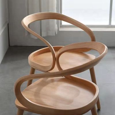 Modern Dining Room Beech Solid Wood Coffee Bending Chair con schienale curvo e stile nordico