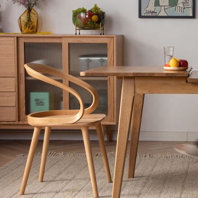 Modern Dining Room Beech Solid Wood Coffee Bending Chair con schienale curvo e stile nordico
