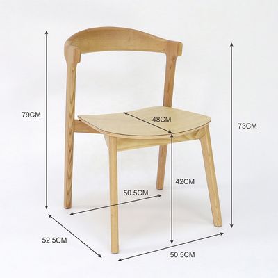 Elegante e confortevole seduta di riposo in legno di cenere moderno per caffetteria hotel ristorante 53cm*50cm*76cm
