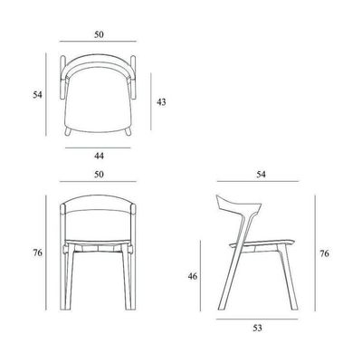 Confortevole ed elegante poltrona Nordica in legno per hotel Garden Coffee Shop 53cm*50cm*76cm