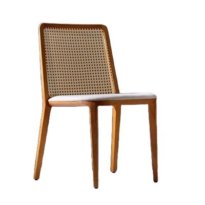 Sedile da pranzo a telaio di legno massello di rattan Moderno design nordico con legno di ciliegio