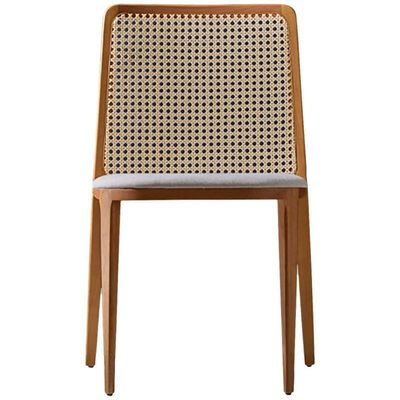 Sedile da pranzo a telaio di legno massello di rattan Moderno design nordico con legno di ciliegio
