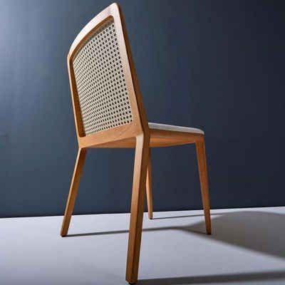 Sedile da pranzo a telaio di legno massello di rattan Moderno design nordico con legno di ciliegio