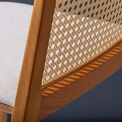 Sedile da pranzo a telaio di legno massello di rattan Moderno design nordico con legno di ciliegio