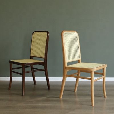 Arredamento generale per la sala da pranzo Sedile da pranzo in legno massello con sedile in rotino e schienale a canna