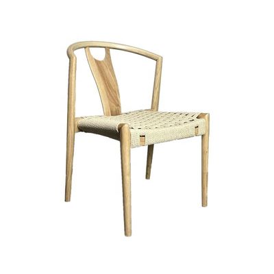 Imballaggio postale Ristorante semplice Sedile in legno impilabile con sedile a corda e design leggero