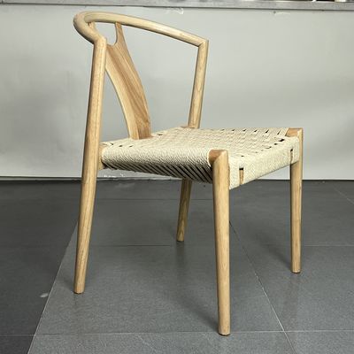 Imballaggio postale Ristorante semplice Sedile in legno impilabile con sedile a corda e design leggero