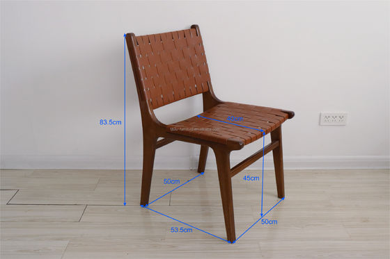 Moderno Nordic Light Luxury Saddle Leather Solid Wood Sedile da pranzo per Hotel Homestay