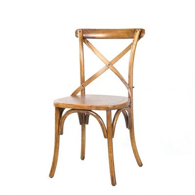 Elegante design gelato colore legno impilabile croce schiena Vintage sedia da pranzo per legno
