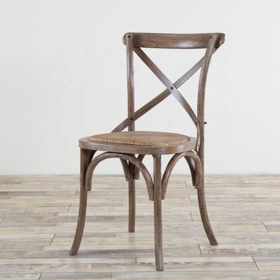 Elegante design gelato colore legno impilabile croce schiena Vintage sedia da pranzo per legno