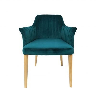 Mobili da ristorante Sedile da sala da pranzo in velluto con gambe in legno massello e senza disegno piegato