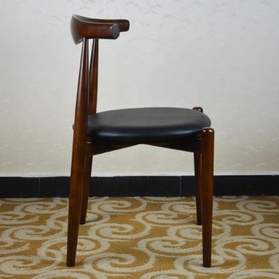 Poltrona da pranzo in stile giapponese di lusso con sedile imbottito in pelle in PU moderno e legno classico