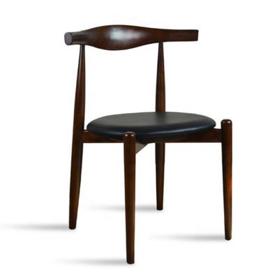 Poltrona da pranzo in stile giapponese di lusso con sedile imbottito in pelle in PU moderno e legno classico