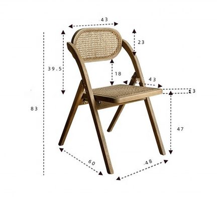 Sedie pieghevoli in legno massello di rattan in stile rustico per eventi colori opzionali e design durevole