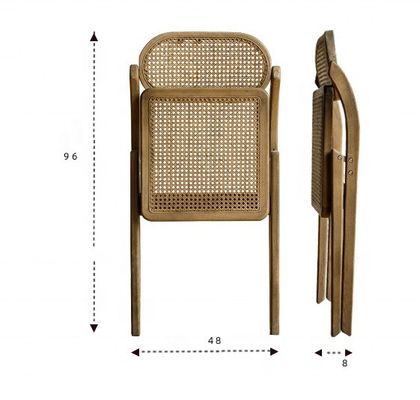 Sedie pieghevoli in legno massello di rattan in stile rustico per eventi colori opzionali e design durevole