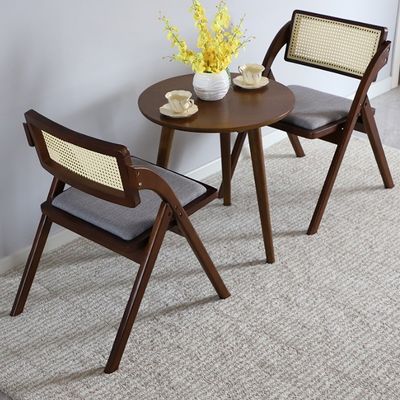 Sedie pieghevoli in legno per ristoranti Sedie da pranzo in rotino resistenti in colore naturale/noce