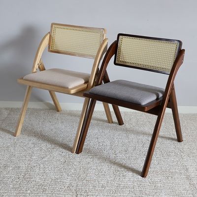 Sedie pieghevoli in legno per ristoranti Sedie da pranzo in rotino resistenti in colore naturale/noce