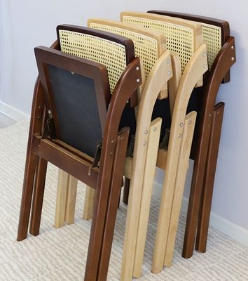 Sedie pieghevoli in legno per ristoranti Sedie da pranzo in rotino resistenti in colore naturale/noce