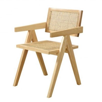 Restaurante moderno Armrest Rattan Cane Sedile da pranzo in materiale solido e design moderno