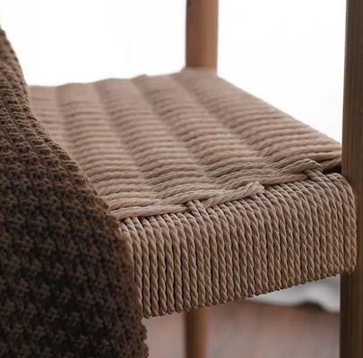 Sedile a cordone tessuto Poltrona nordica per soggiorno Sala riunioni W59*D47*H73CM Finitura laccata Legno moderno