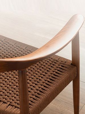 Sedile a cordone tessuto Poltrona nordica per soggiorno Sala riunioni W59*D47*H73CM Finitura laccata Legno moderno