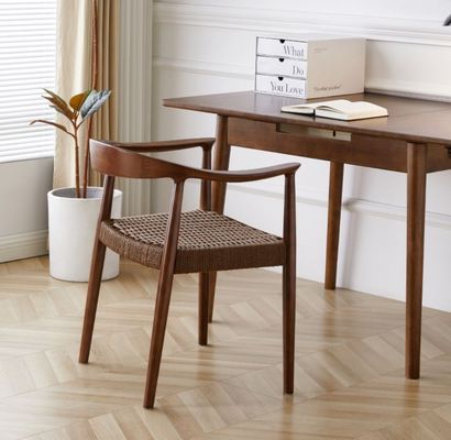 Sedile a cordone tessuto Poltrona nordica per soggiorno Sala riunioni W59*D47*H73CM Finitura laccata Legno moderno
