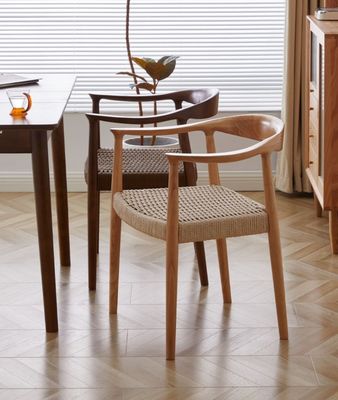 Sedile a cordone tessuto Poltrona nordica per soggiorno Sala riunioni W59*D47*H73CM Finitura laccata Legno moderno