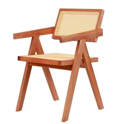Arredamento per la sala da pranzo di lusso in legno massello di rattan Sedile da ristorante con appoggio braccio