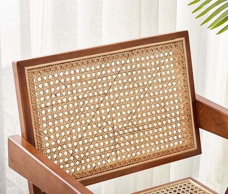 Arredamento per la sala da pranzo di lusso in legno massello di rattan Sedile da ristorante con appoggio braccio