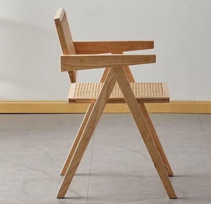 Arredamento per la sala da pranzo di lusso in legno massello di rattan Sedile da ristorante con appoggio braccio