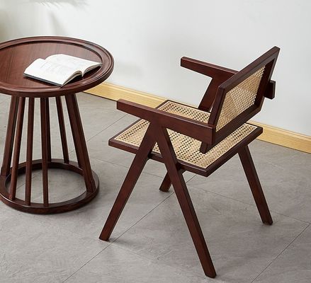 Arredamento per la sala da pranzo di lusso in legno massello di rattan Sedile da ristorante con appoggio braccio
