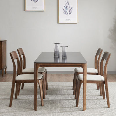 Disegni personalizzati Stile di design Elegante Sedile da pranzo in legno massello nordico con sedile in pelle in PU