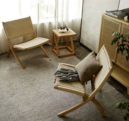 Eleganza senza sforzo Finitura laccata Nordic Classical Woven Cord Solid Wood Folding Lounge Chair per soggiorno