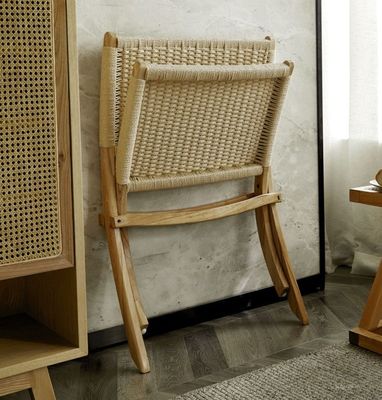 Eleganza senza sforzo Finitura laccata Nordic Classical Woven Cord Solid Wood Folding Lounge Chair per soggiorno