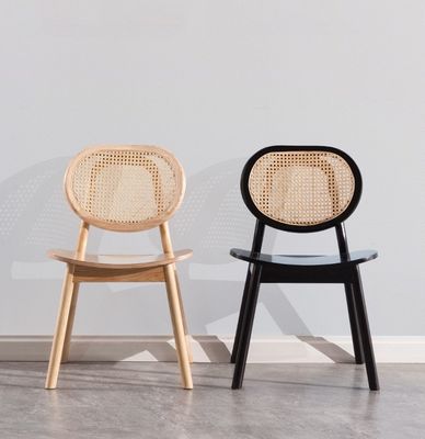 Vintage Luxury Hotel Rattan Mobile in legno massello Sedile da pranzo per ristorante in nero