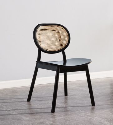 Vintage Luxury Hotel Rattan Mobile in legno massello Sedile da pranzo per ristorante in nero