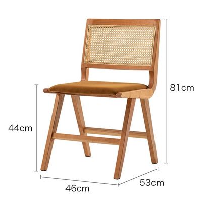 Home Arredamento Finitura laccata Sedile da pranzo in legno massello con cuscino e schienale in rotino naturale per mobili di design moderno