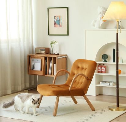 Poltrona Nordic Lounge Divano in legno Poltrona di svago in legno massello artificiale di lana d'agnello Poltrona con poltrona Disegni personalizzati