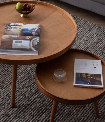 Moderno design Nordic Legno massello Tavolo da caffè rotondo per soggiorno Servizio OEM accettato