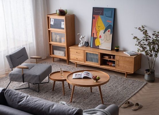 Moderno design Nordic Legno massello Tavolo da caffè rotondo per soggiorno Servizio OEM accettato