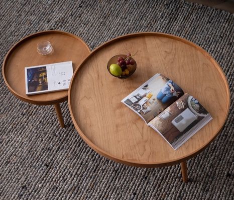 Moderno design Nordic Legno massello Tavolo da caffè rotondo per soggiorno Servizio OEM accettato