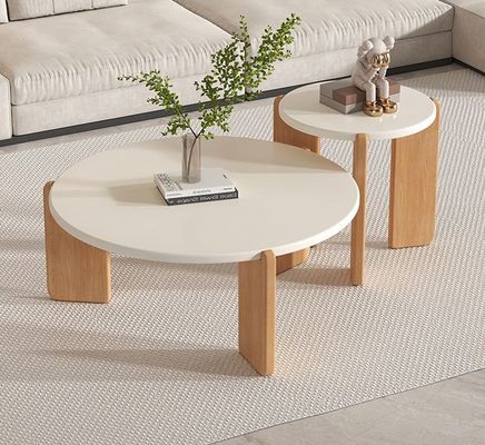 Servizio OEM accettato Personalizzare Moderno Tavolo in Legno Massello Set Rotondo Fine Tavolo Da Caffè Arredamento Da Soggiorno Tavolo laterale in legno