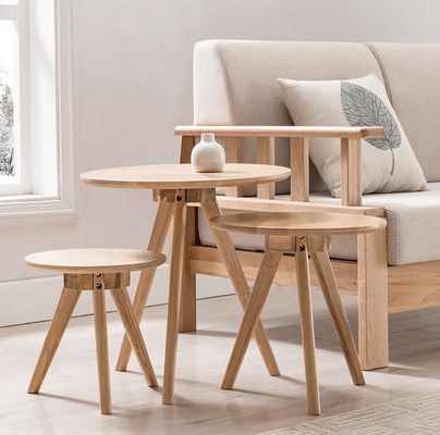 Tavolo da caffè in legno massello rotondo di design moderno per soggiorno W32/40/50*D32/40/50*H30/40/51CM