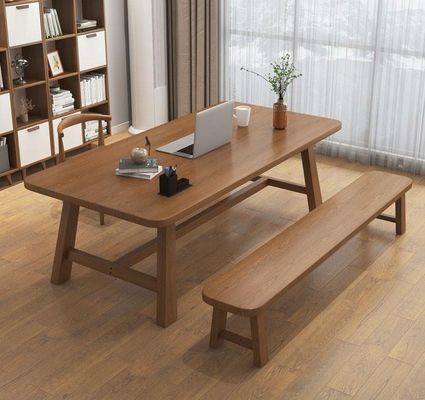 Tavolo da pranzo nordico rettangolare moderno a telaio di legno massello per ristorante e hotel