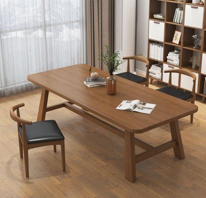 Tavolo da pranzo nordico rettangolare moderno a telaio di legno massello per ristorante e hotel