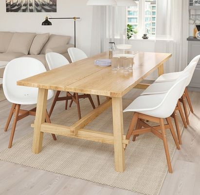 Tavolo da pranzo rettangolare in stile nordico per hotel e ristoranti Materiale in legno massello incluso