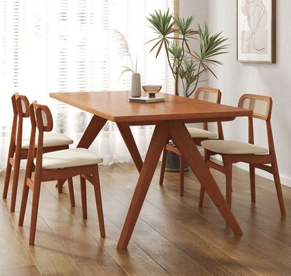 Nordic Direct Home Furniture Tavolo da pranzo rettangolare in legno massello per spazi da pranzo funzionali